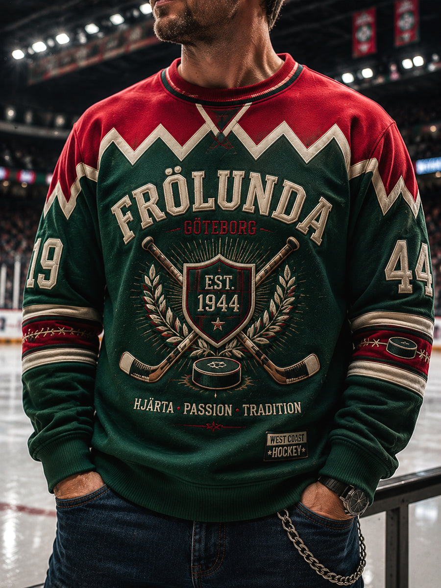 Mäns Frölunda HC Classic Röd grön hockey Sweatshirt
