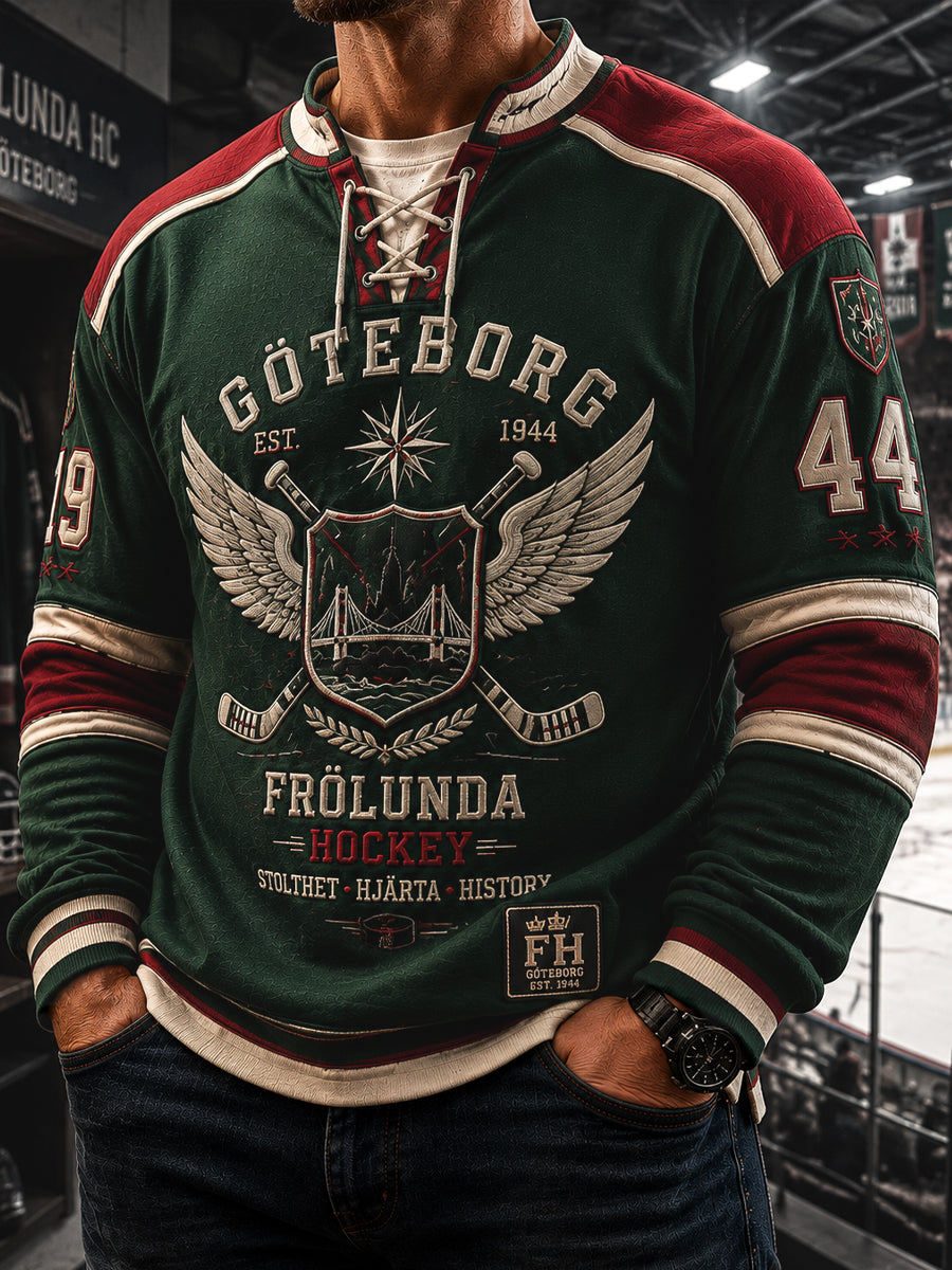 Män Frölunda HC Göteborg Classic Hockey Sweatshirt