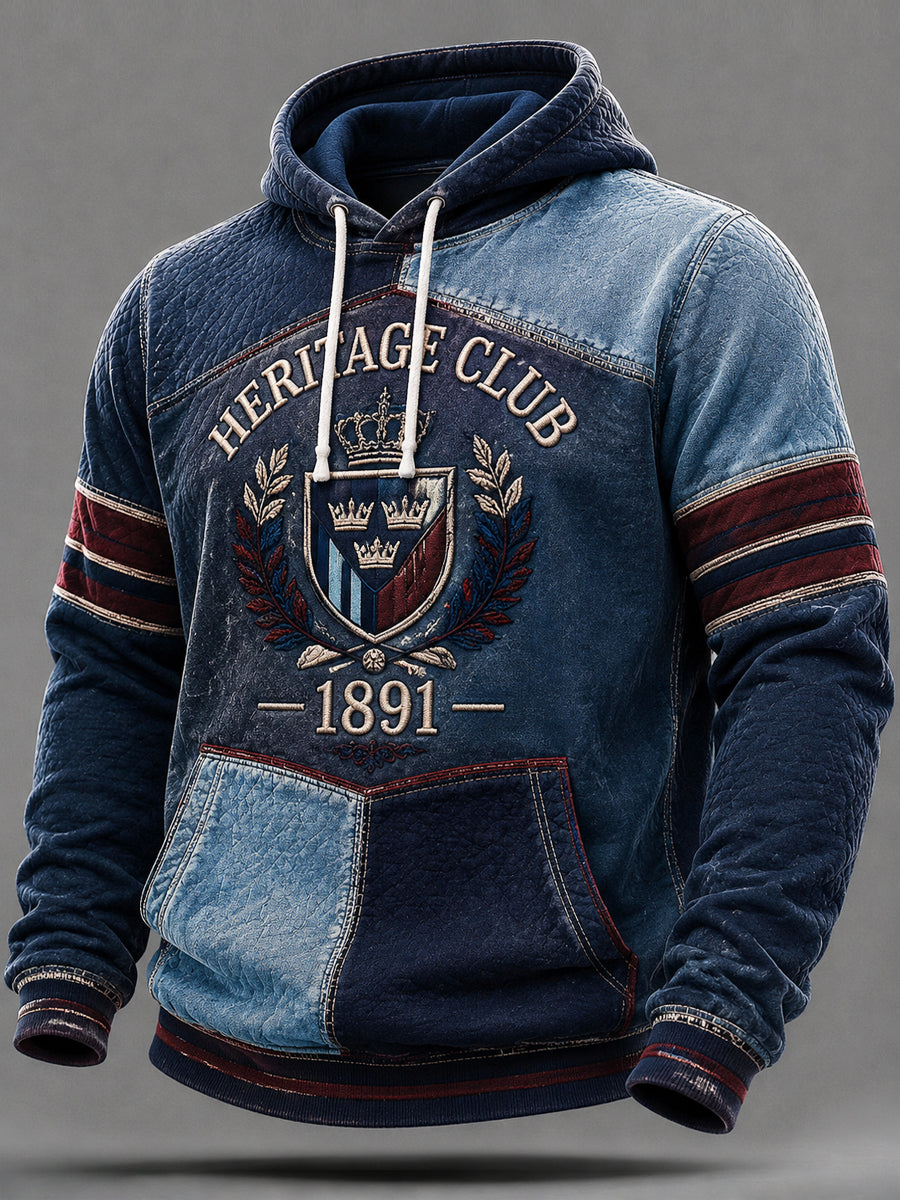 Herrarnas Stockholms-1891 blåa fotbollshoodie med arvskänsla