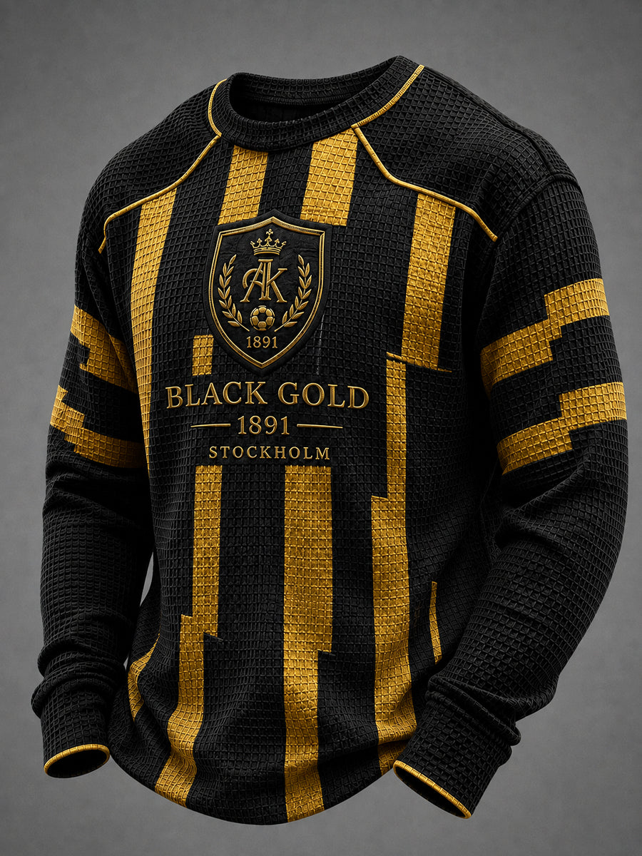 Herrtröja från AIK i svart och guld, waffelmönstrad kvalitet