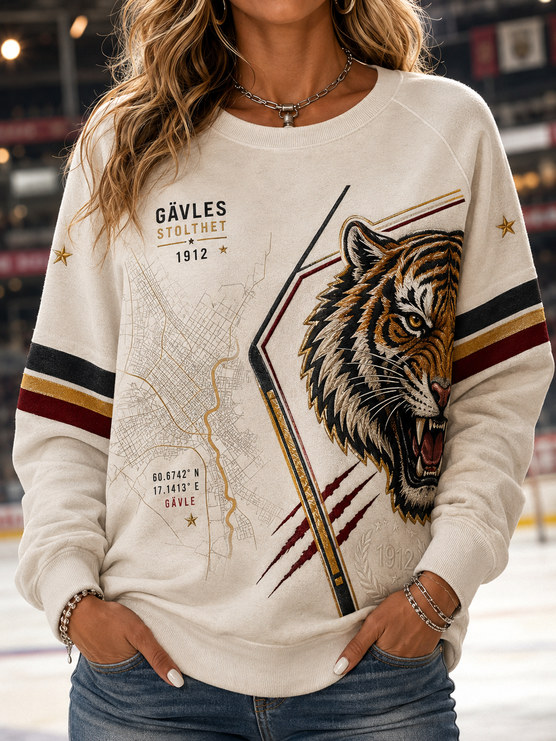 Damernas svenska ishockeylag Brynäs IF-tröja med raglanärmar