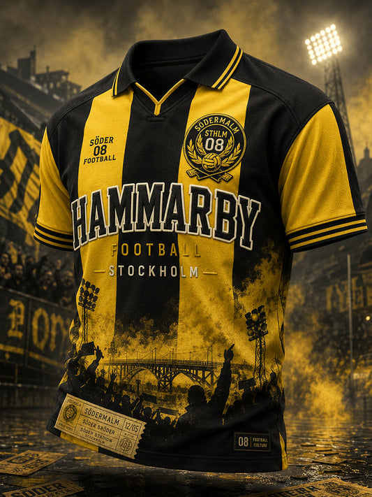 Herrarnas svenska fotbollströja med Hammarby-tema för fans och älskare, kortärmad tröja