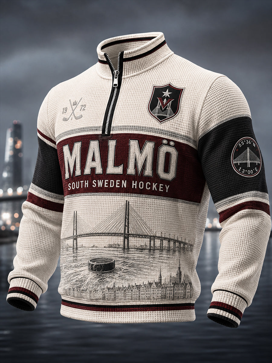Herrarnas svenska ishockeytröja Malmö Redhawks – favorit för waffelmönstrade långärmade tröjor