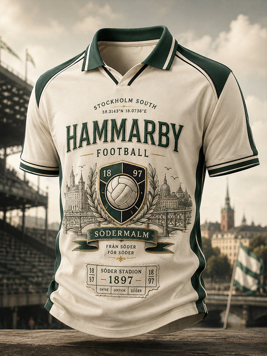 Herrarnas svenska fotbollströja med Hammarby-tema för fans och älskare, kortärmad tröja