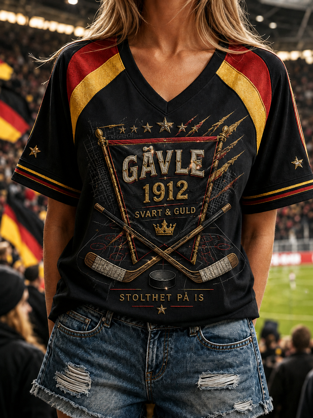 Svenska ishockeylandslaget för damer Brynäs If V-ringning axelbandslös kortärmad t-shirt