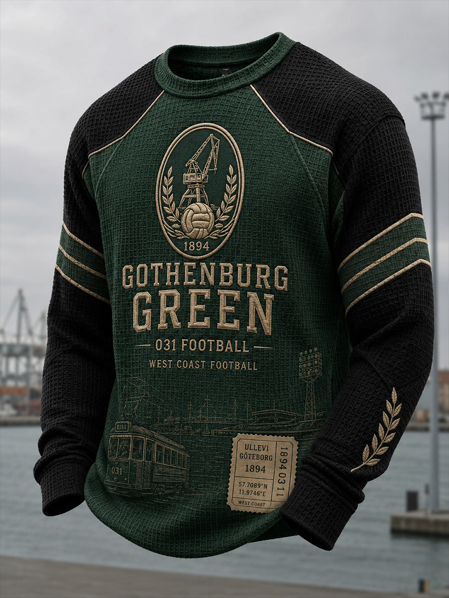 Herrarnas svenska fotboll T-shirt med vafelväv och lång ärm för GAIS-supportrar och fotbollsälskare