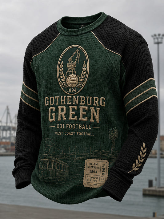 Herrarnas svenska fotboll T-shirt med vafelväv och lång ärm för GAIS-supportrar och fotbollsälskare