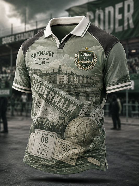 Herrarnas svenska fotbollströja med Hammarby-tema för fans och älskare, kortärmad tröja