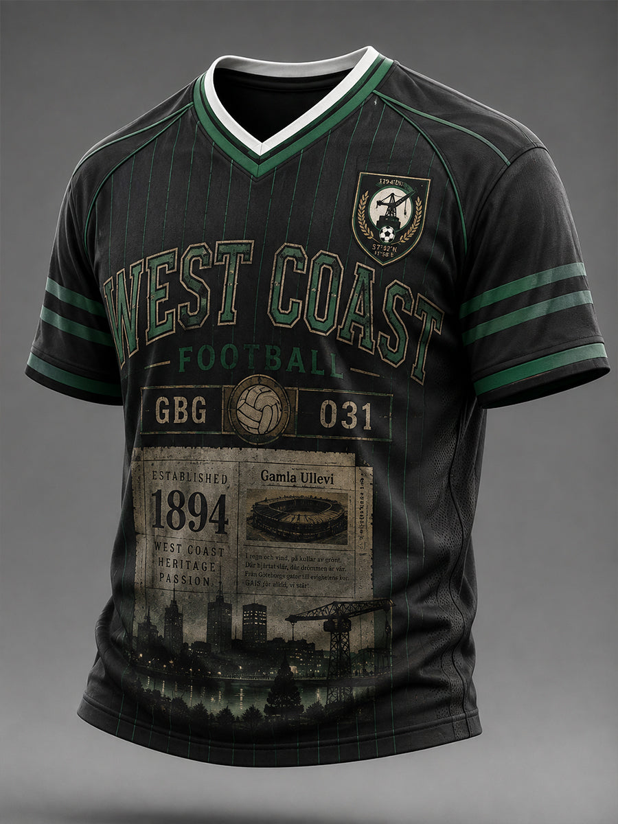 Herrarnas svenska fotboll T-shirt med V-ringning för GAIS-supportrar och fotbollsälskare