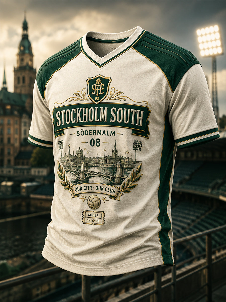 Herrarnas svenska fotboll Hammarby fans älskare V-ringad t-shirt