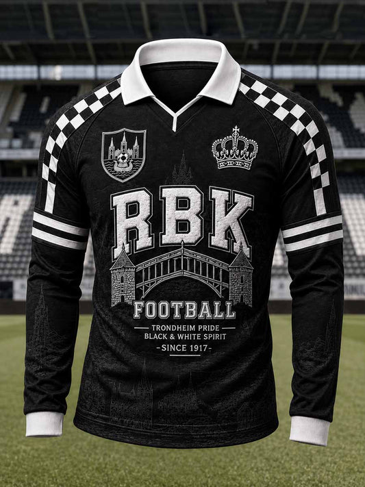 Retro RBK-fotballagets poloskjorte med grafisk trykk for menn