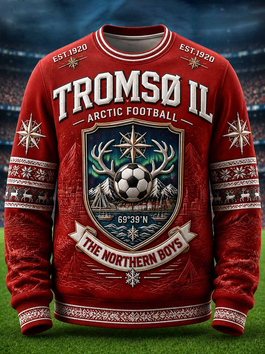Herrers verdens nordligste profesjonelle fotballklubb-sweatshirt med trykk