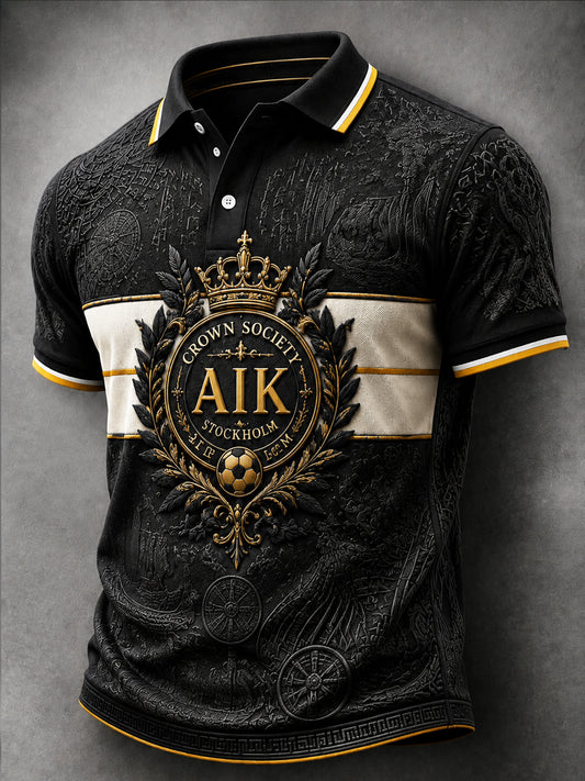 Herrpolo för AIK-supportrar, svart och guld