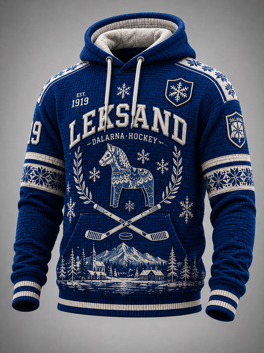 Herrligan av Leksands IF i ishockey – Överdimensionerad luvtröja med fallande axlar och fickor för fans och älskare