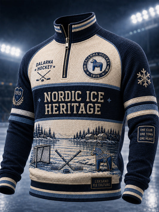 Herrligan avsnittet Svensk ishockey Leksands IF Fans Älskare Våffeltröja med lång ärm