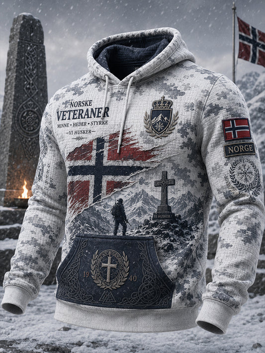 Menns Vintage Militær-Stil camo grafisk vaffle-knitt Langærme Sweatshirt