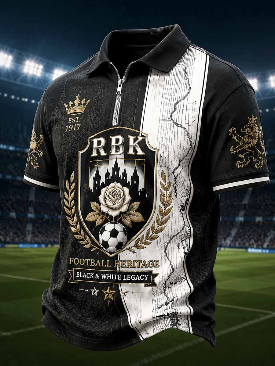 Vintage RBK-fotballagets poloskjorte for menn med trykk