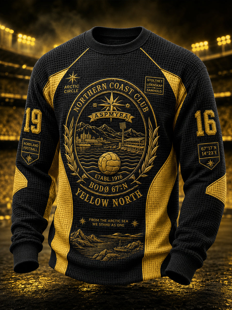 Menns norsk fotball Bodø/Glimt fans elskere vaffelstrikk langærmet t-skjorte