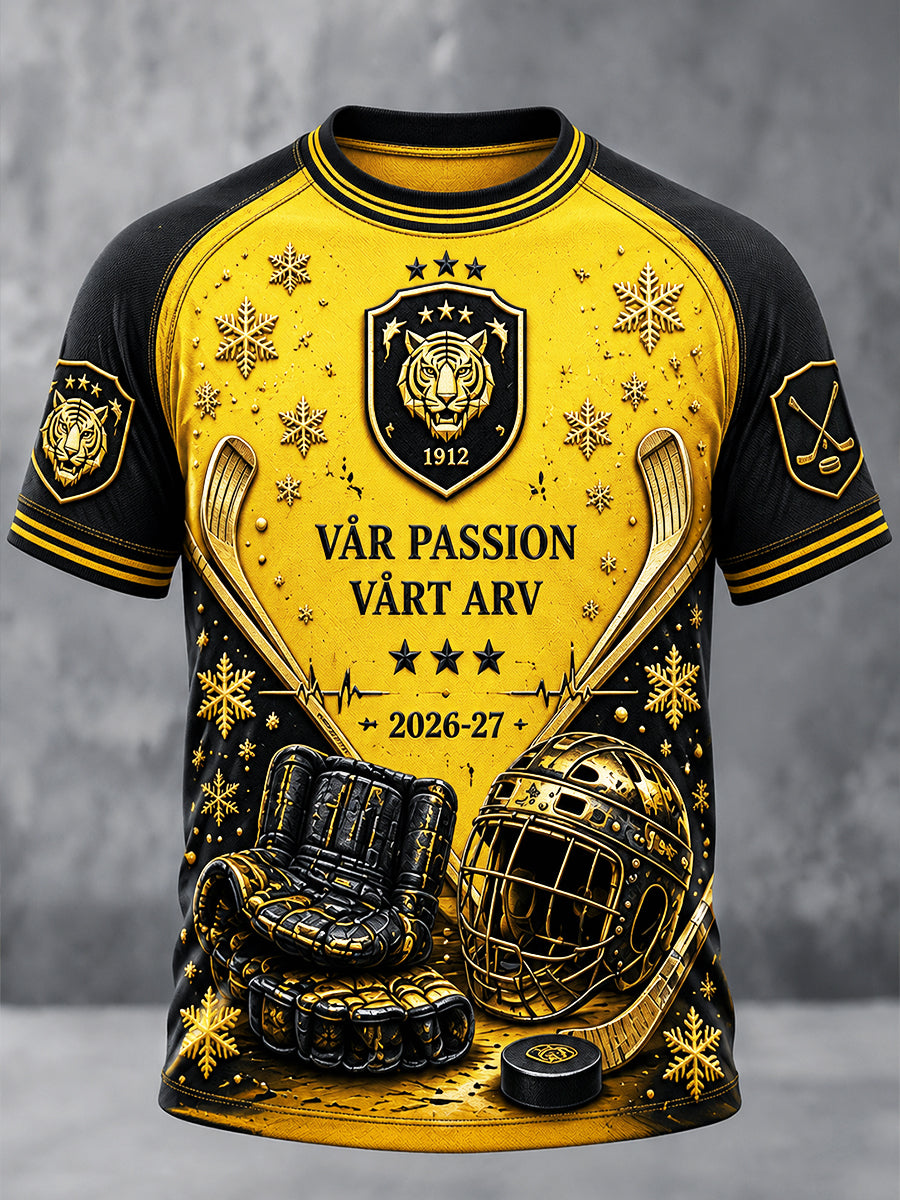 Herrgulv Brynäs IF-svensk ishockeymönstrad tryckt ledig t-shirt