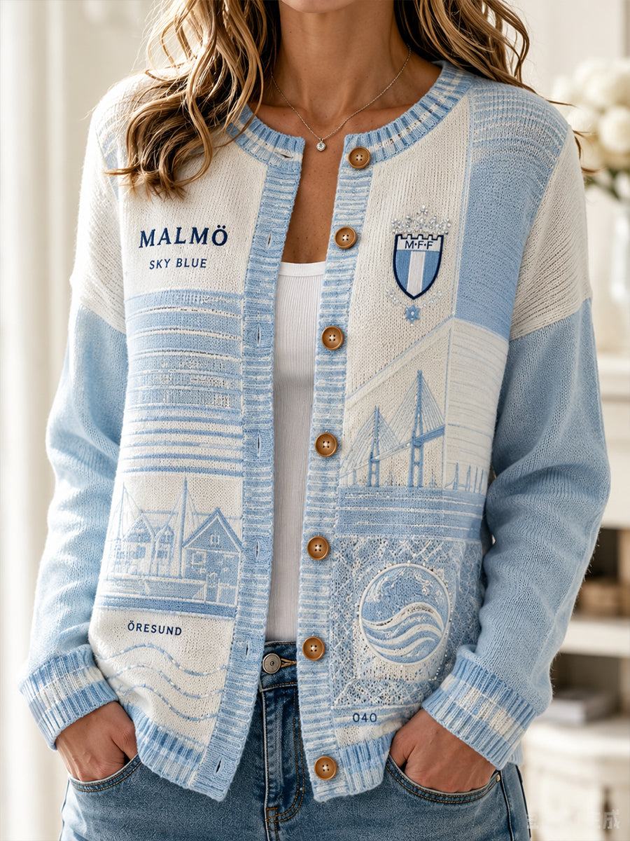 Kvinnlig Malmö FF-koftjacka i stickat utförande