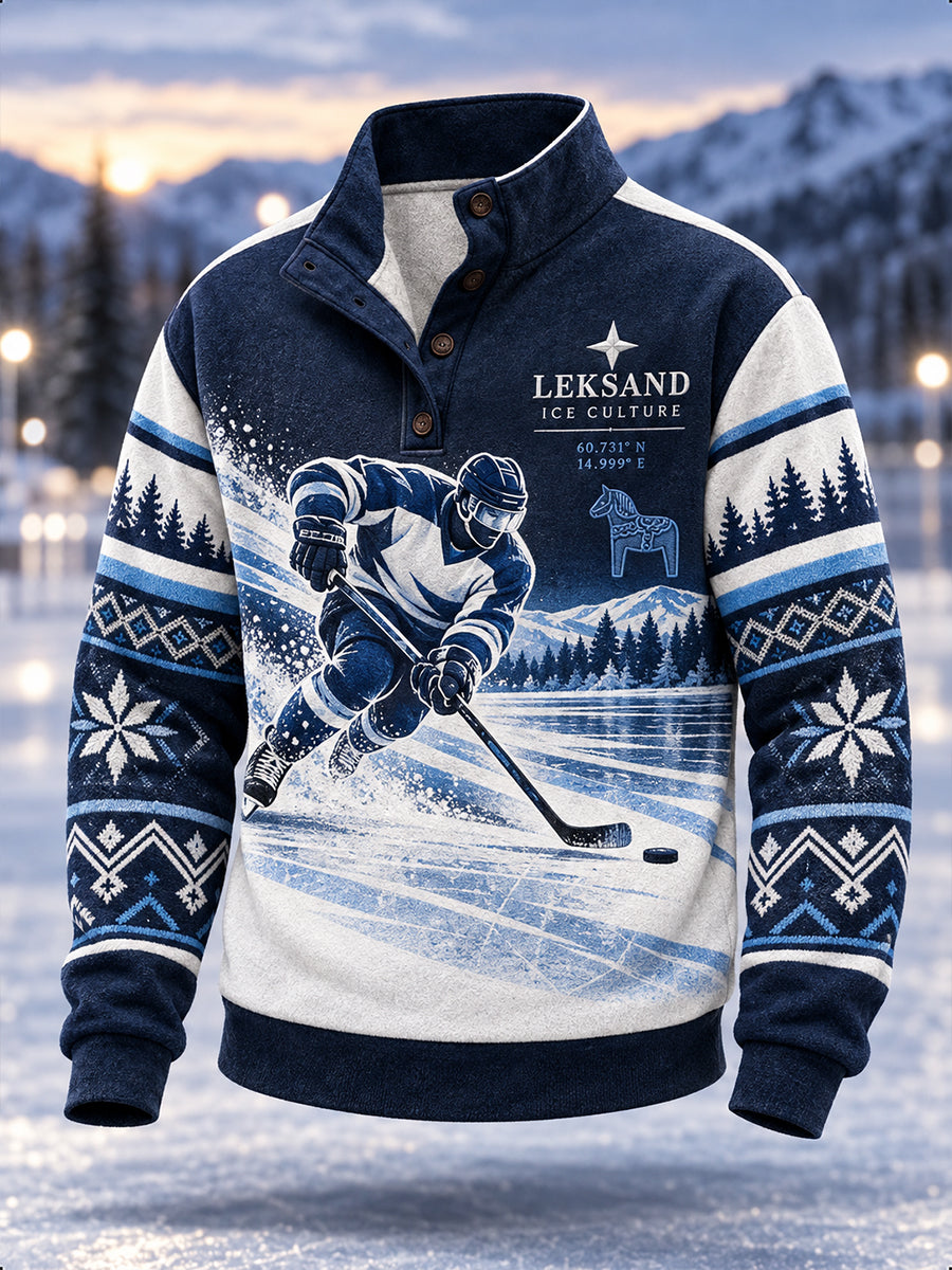 Herrarnas svenska ishockeytröja Leksands IF – fyrgångskepsad hoodie för fans och älskare