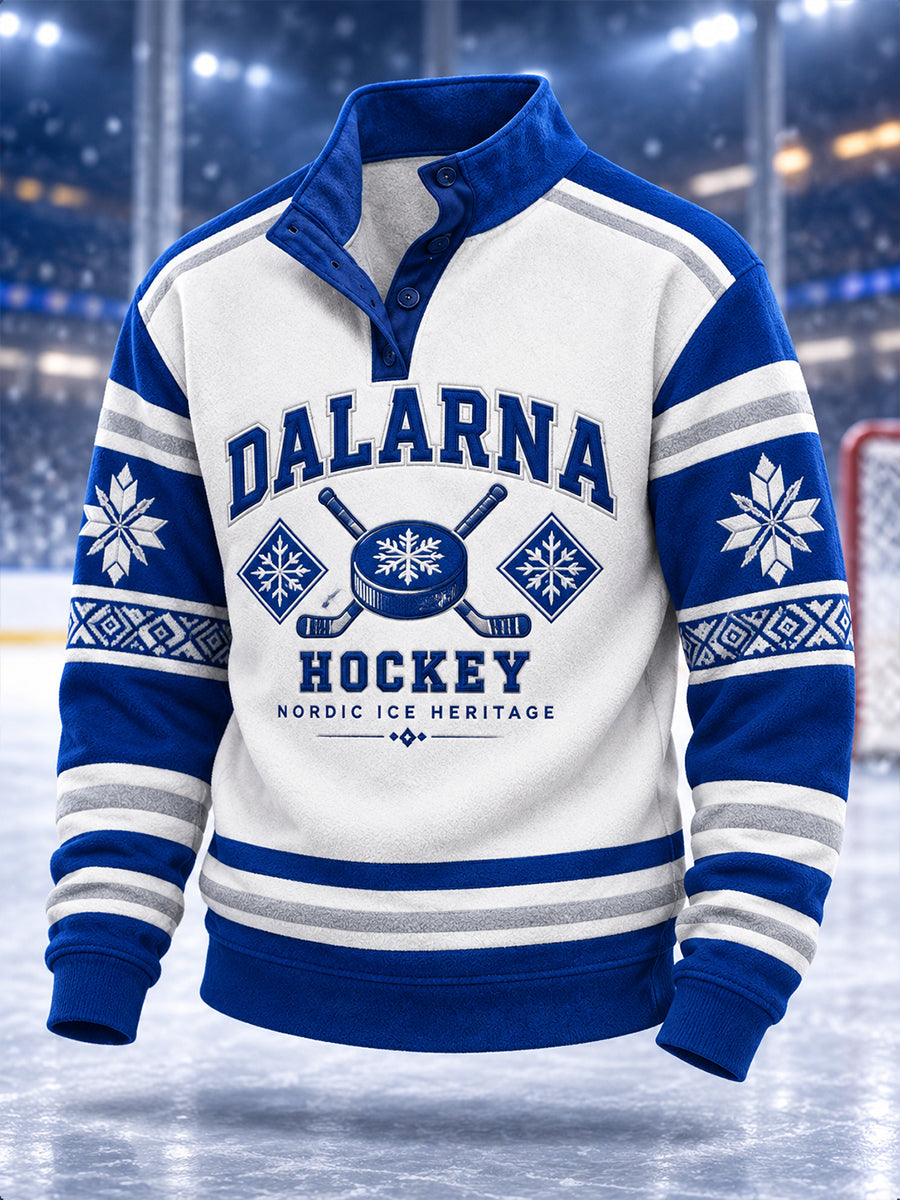 Herrarnas svenska ishockeytröja Leksands IF – fyrgångskepsad hoodie för fans och älskare