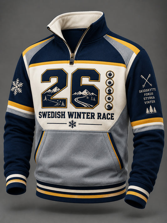 Herrtröja i vintermodell med skidskytteinspiration från Sverige