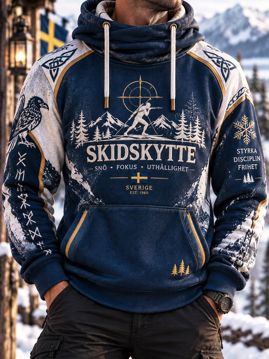 Herrtröja med huvudui från Nordic Winter Biathlon Club