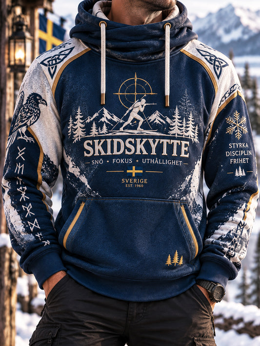 Herrtröja med huvudui från Nordic Winter Biathlon Club
