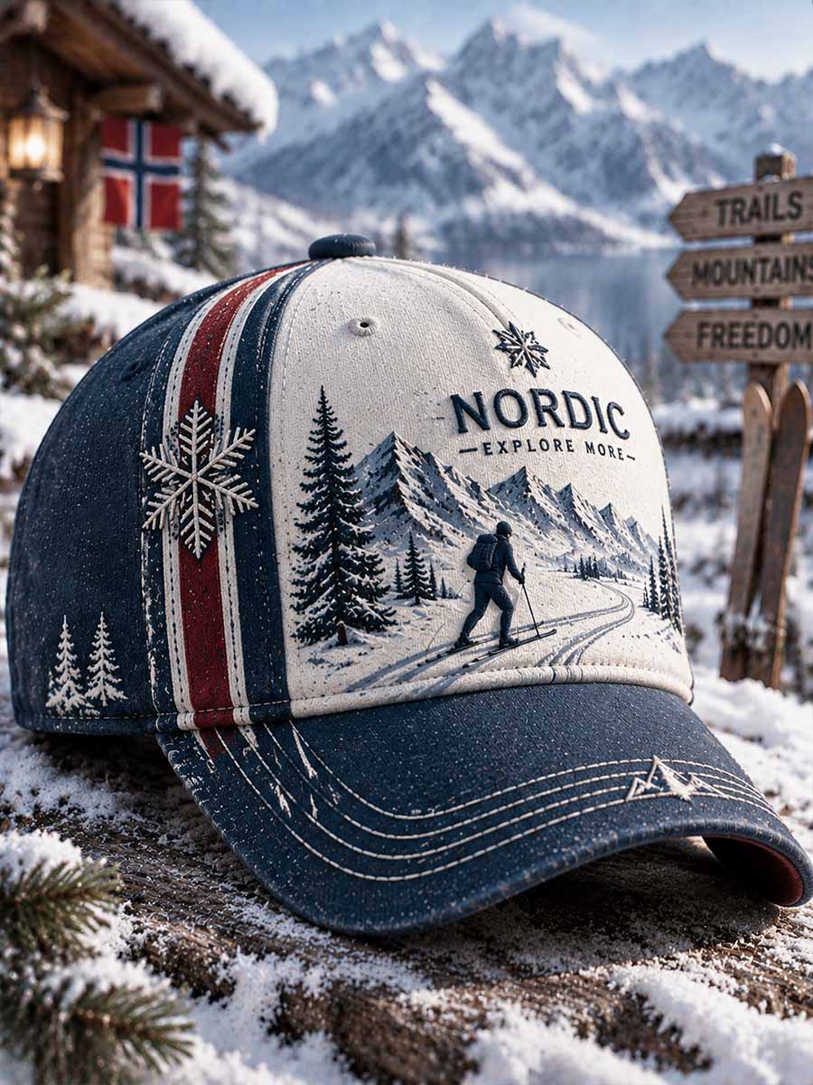 Unisex Vintage Off-Road Skimønster trykt hatt