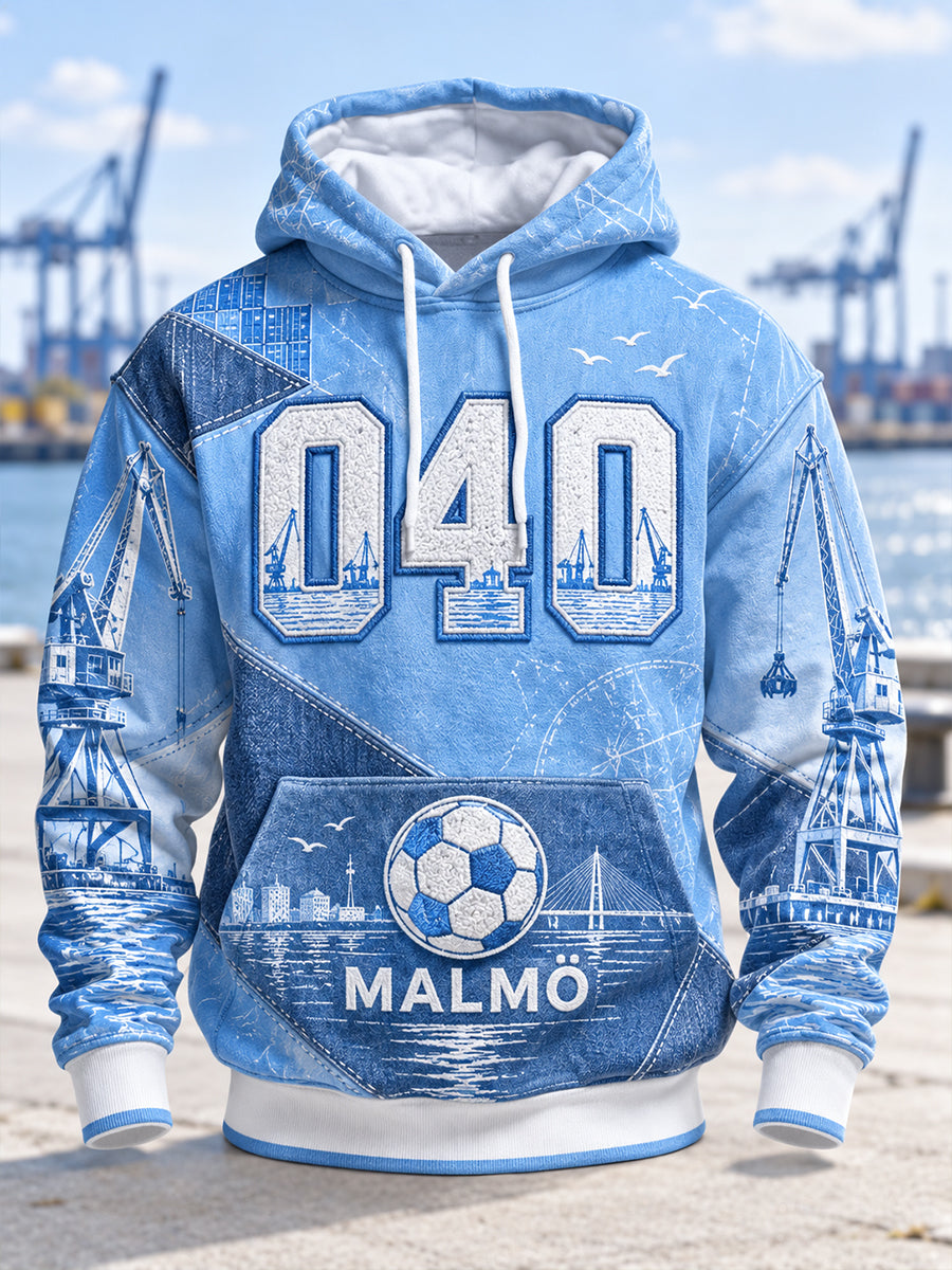 Herrlig Malmö FF-huvtröja med överdimensionerade fallande axlar och fickor