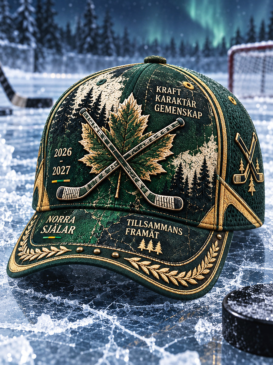 Grön svensk ishockey IF Björklöven lapptäcksprint avslappnad mössa