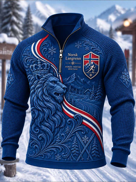 Herregenser med retro ski-mønster