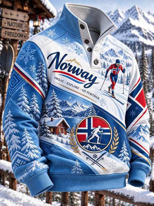 Herregenser med retro ski-mønster
