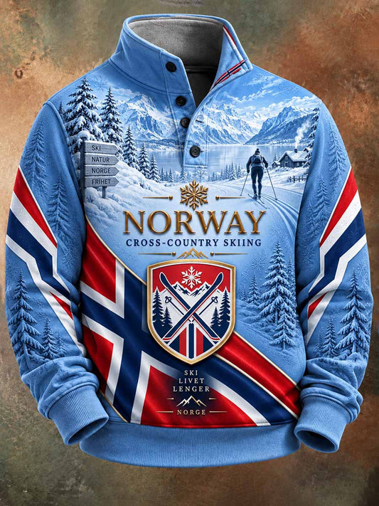 Herregenser med retro ski-mønster