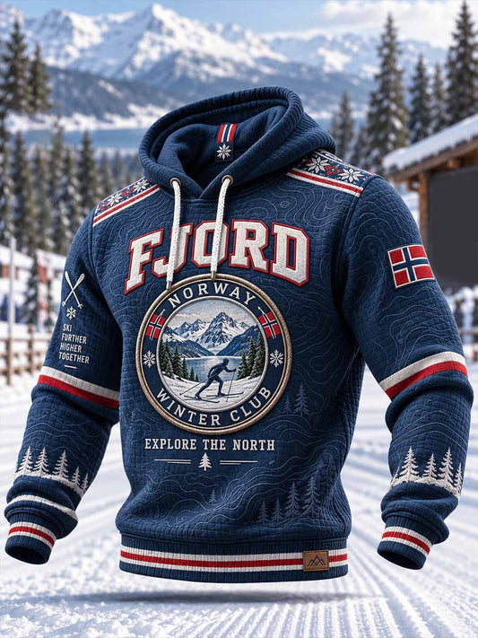 Herregenser med retro ski-mønster