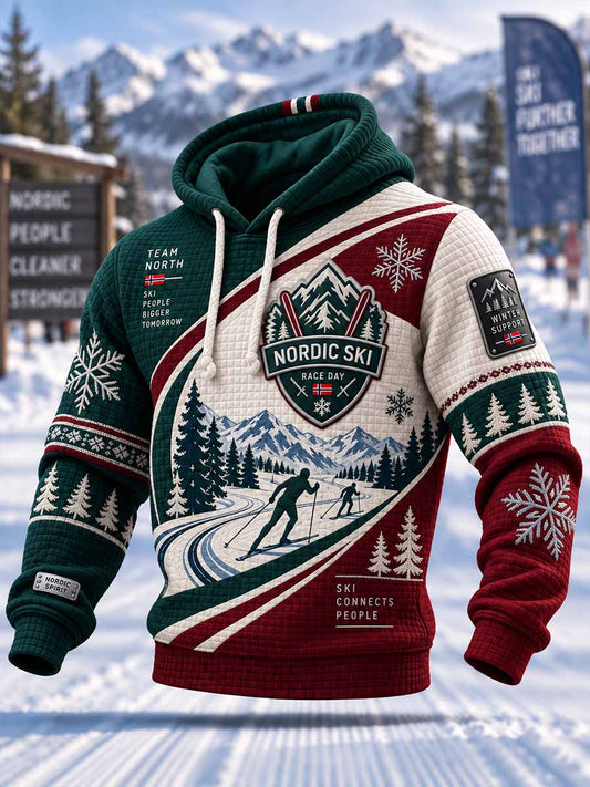 Herregenser med retro ski-mønster