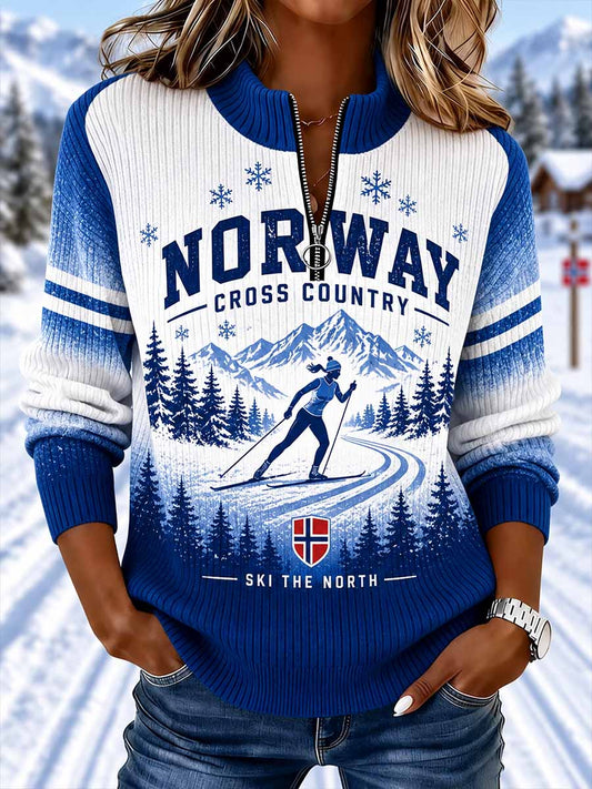 Damegenser med retro langrennsmønster