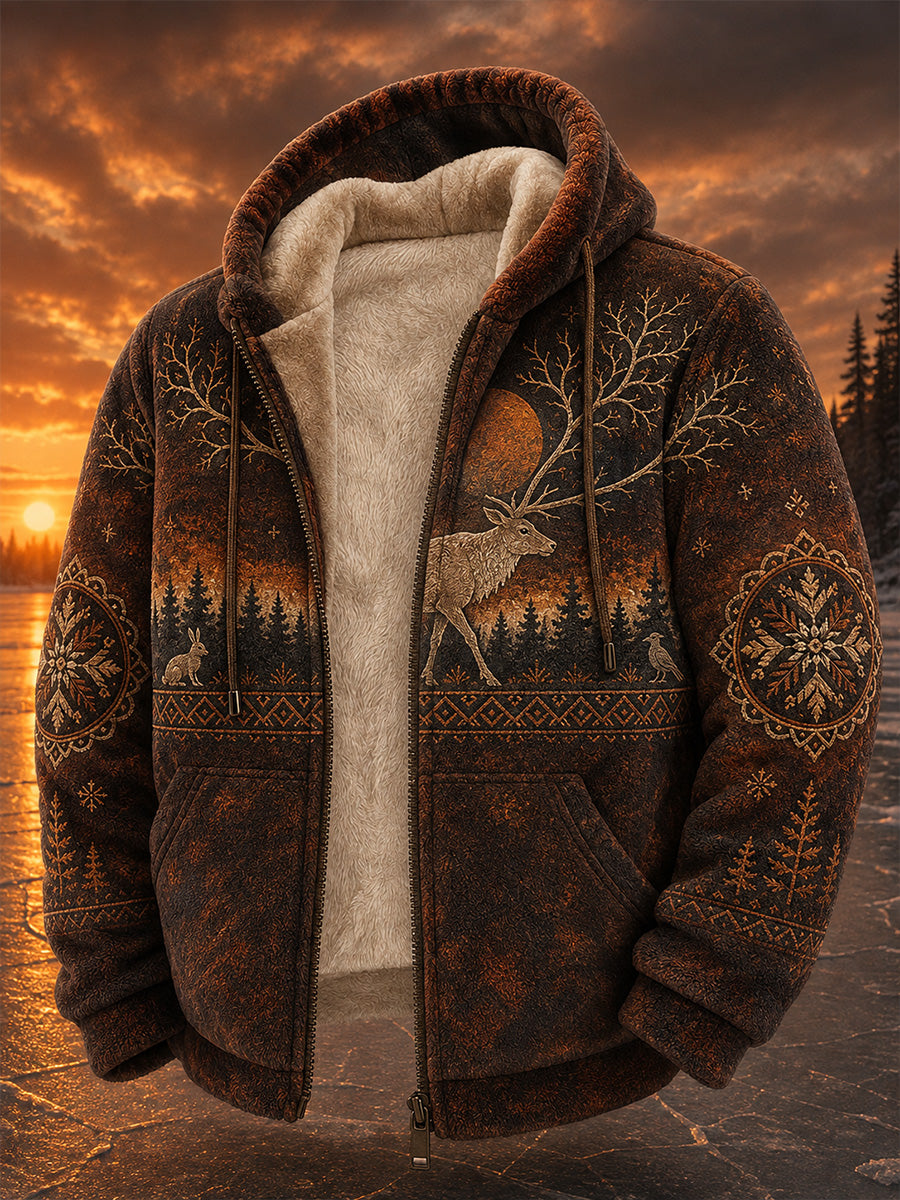 Retro nordisk konsttryck avslappnad bekväm hoodie