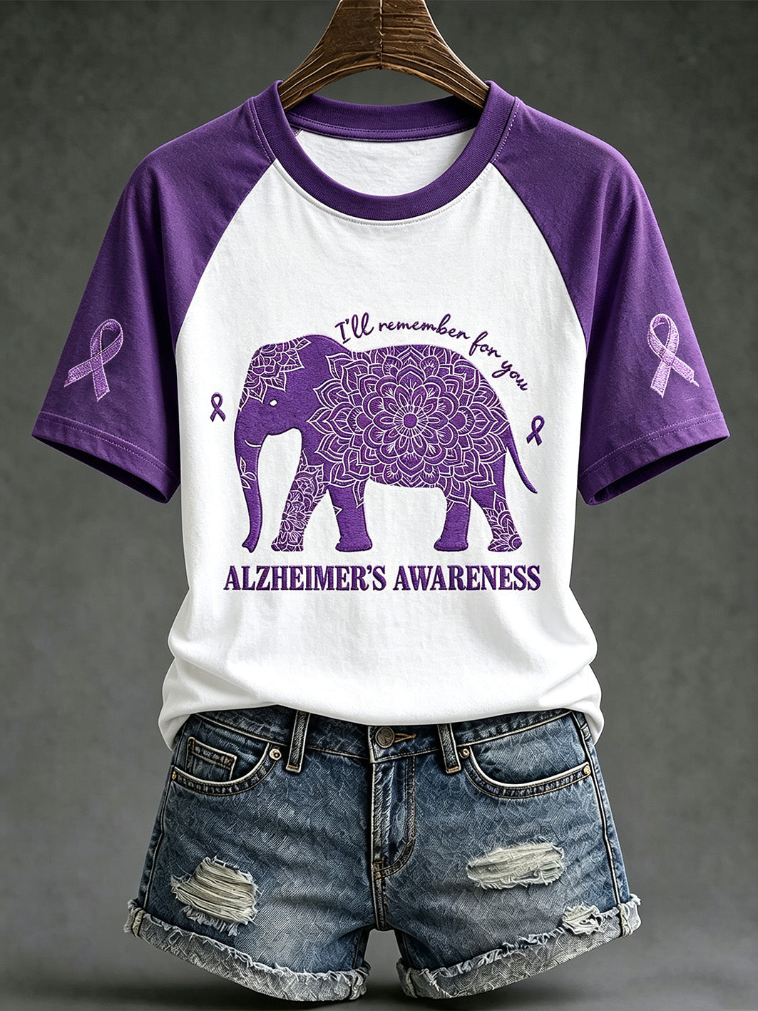 Damer lila cancermotivtryckt avslappnad kortärmad t-shirt