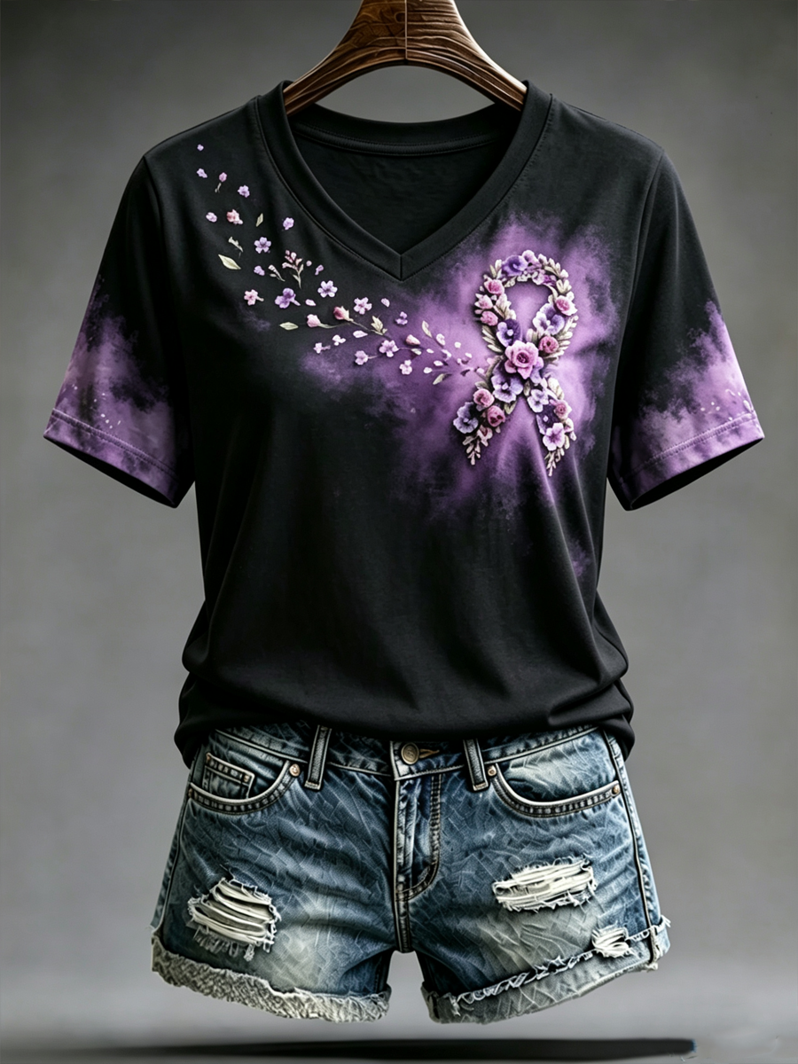 Kvinnors Alzheimers medvetenhet Purple Art Print T-shirt