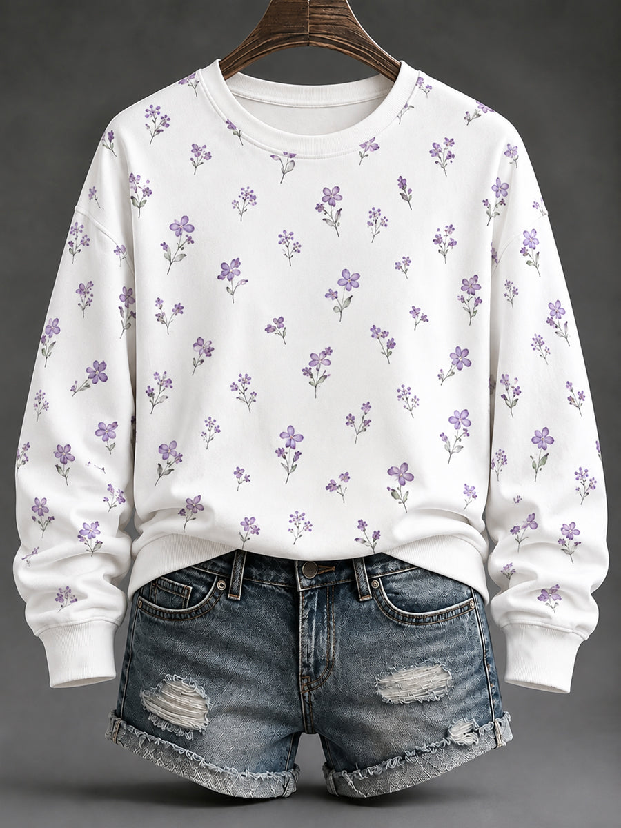 Kvinnors lilla Flora Konst Print Sweatshirt