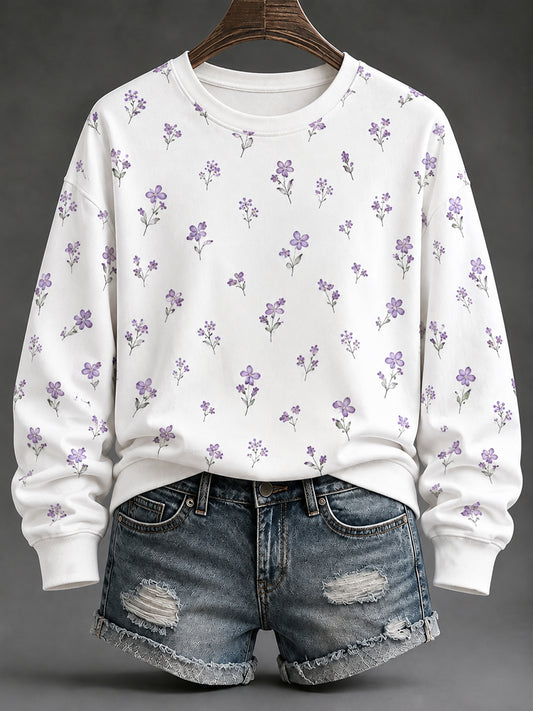 Kvinnors lilla Flora Konst Print Sweatshirt