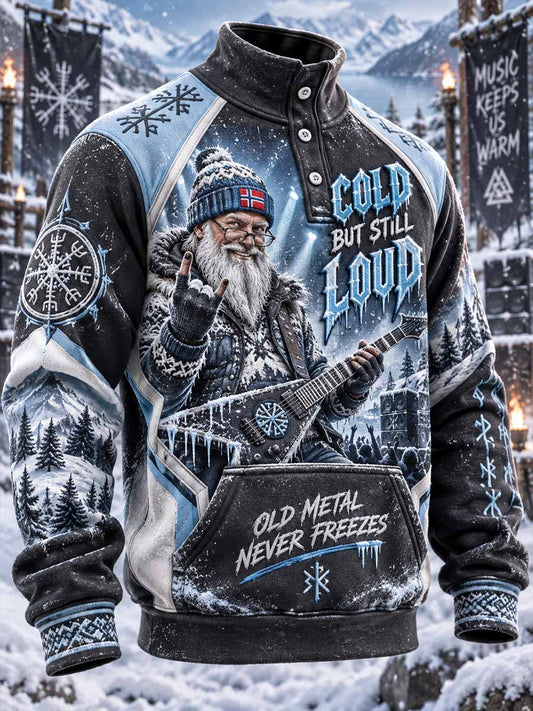 Herresweatshirt med grafisk trykk av heavy metal-musikk for vinteren